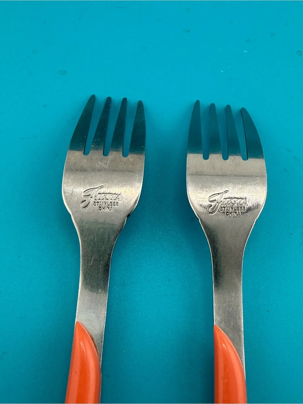 Fiesta Coral Orange Forks Set of 2 Stainless China